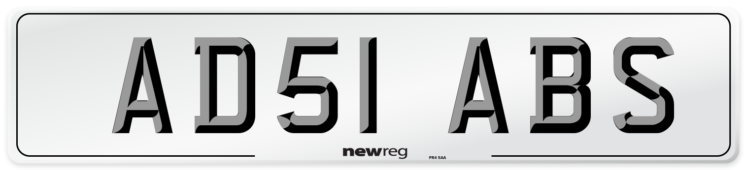 AD51 ABS Number Plate from New Reg